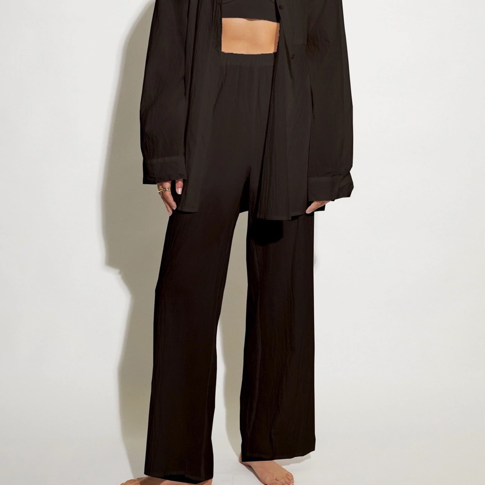 HEATHER COTTON PANT - BLACK